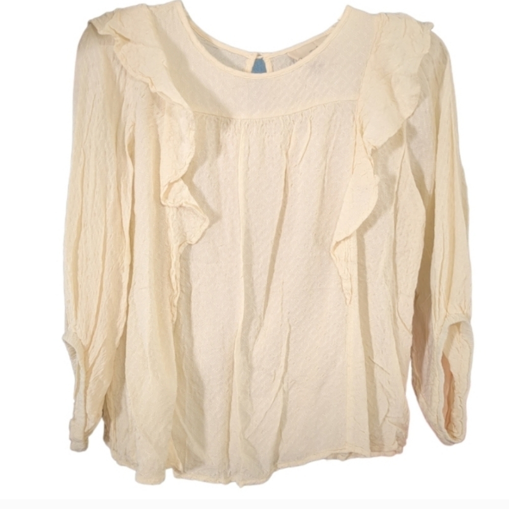 Universal Thread Ivory Ruffle Blouse Size Extra Small - Picture 4 of 6